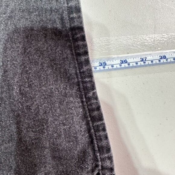 Lulus Corra Denim Mini Dress S Washed Black Button Front Jean Jumper Square Neck - Picture 12 of 12